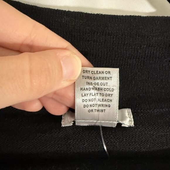 New Cache Sweater Women's Large Black V Neck Short Sleeve Flax Cotton $78 - Picture 5 of 6